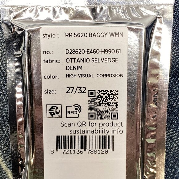 G-Star Raw Women’s Baggy Selvedge Denim Jeans – Blue/High Visual Corrosion - Picture 7 of 10